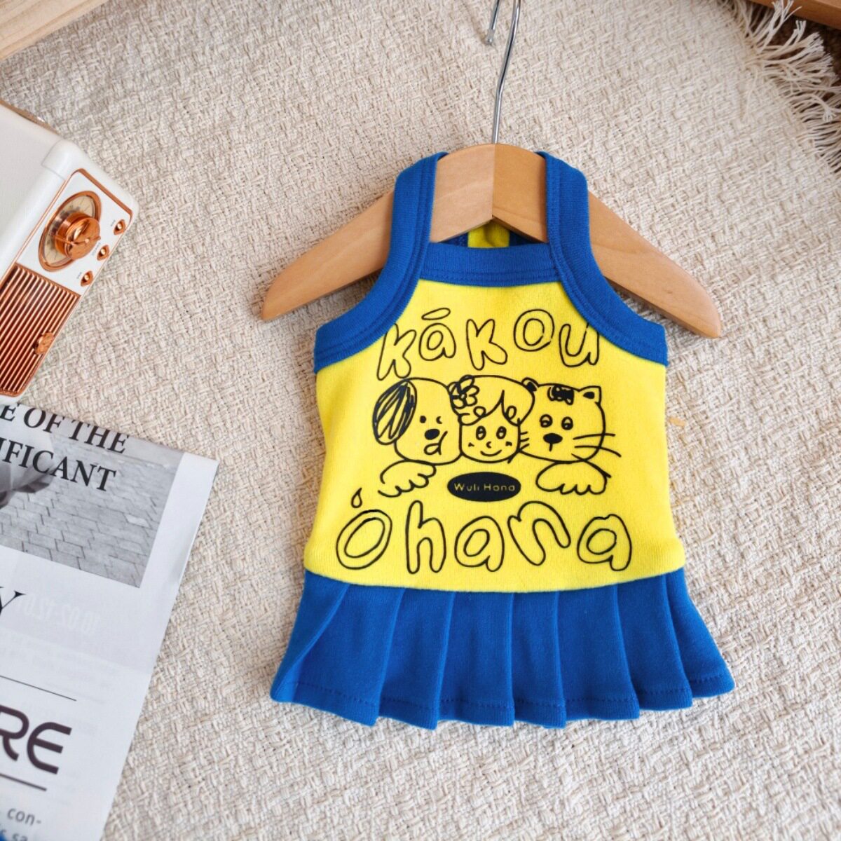 热卖春上新日韩ins风卡通可爱宠物狗狗猫咪衣服克莱因蓝情侣服装