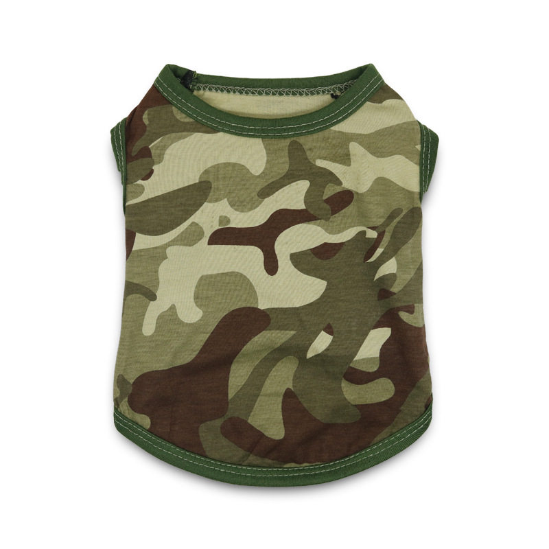 工厂宠物衣服狗狗服装棉黄色林地迷彩衣服背心泰迪宠物服装春夏款