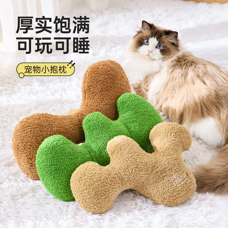 猫枕头宠物睡觉枕头用品久睡不塌猫咪专用几何小骨头抱枕四季通用