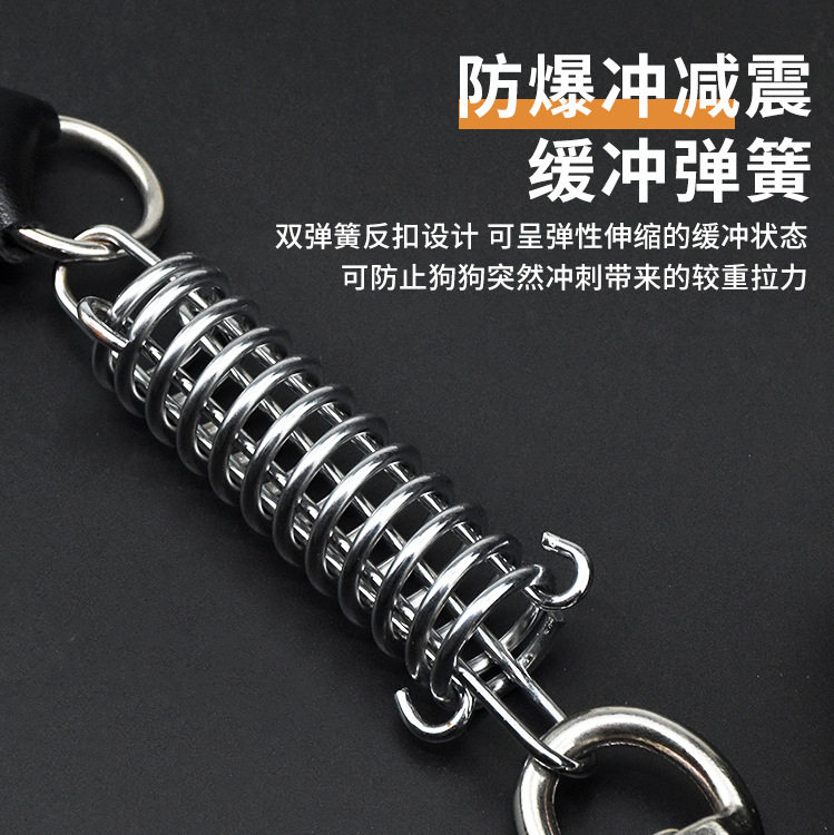 中型大型犬狗狗牵引绳牛皮狗链子金毛德牧防爆冲遛狗绳子项圈用品