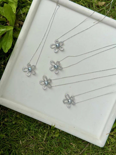 丝带花朵海水akoya真多麻灰珍珠S925银梵家经典项链高级感轻奢