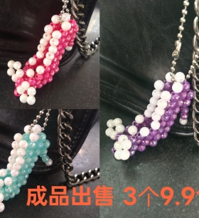 [成品3个装]新款手工串珠高跟鞋精美钥匙扣挂件夜市景点热销
