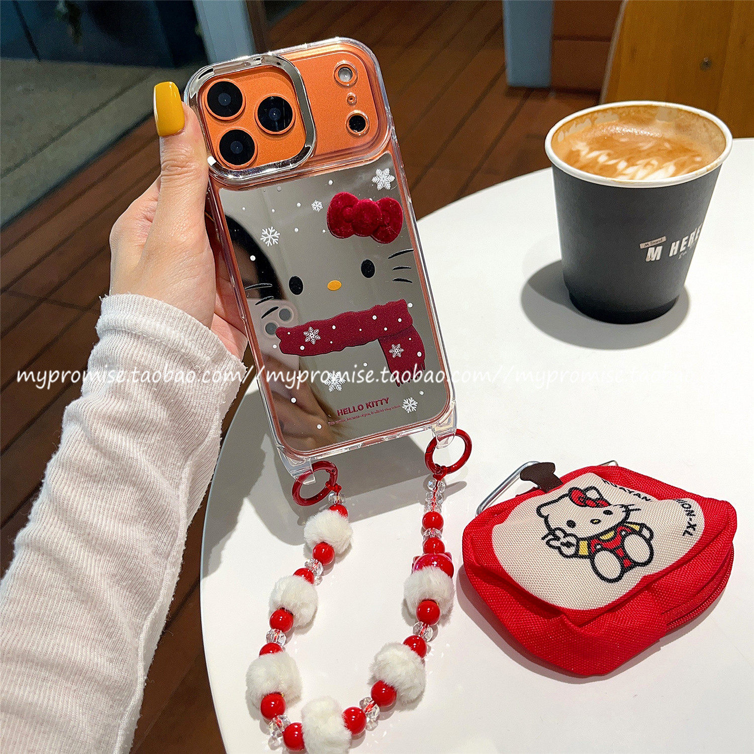 冬日雪花kitty猫镜面适用苹果17promax手机壳新年iphone16pro新款17Pro卡包13零钱包14手拎15Pro斜挎背带挂绳,3C数码配件,手机保护套/壳,淘宝优惠券,粉丝福利购,淘宝优惠卷