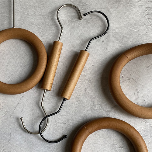 胡桃木色衣帽衣钩道具展示围巾架服装店专用陈列U夹挂钩子S钩女装