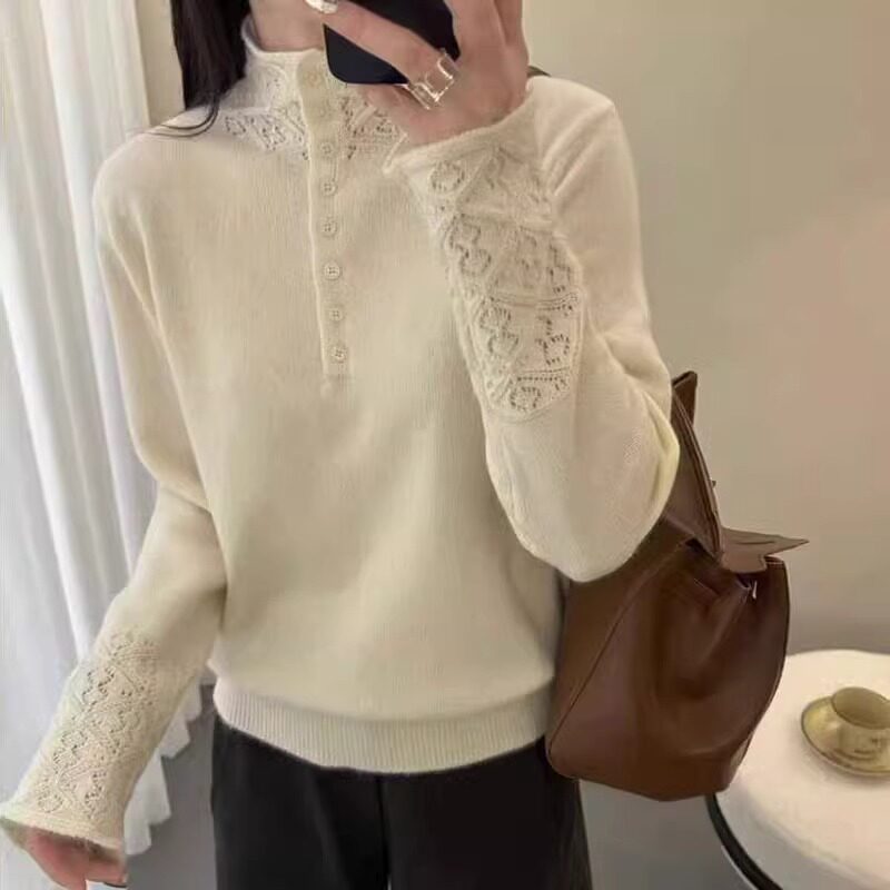 超好看镂空外穿毛衣女秋冬打底衫
