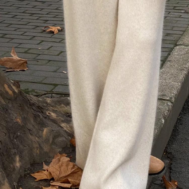 高级感超好看毛呢针织阔腿