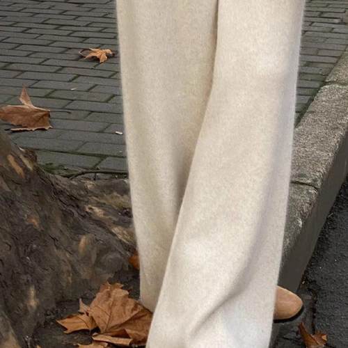 高级感超好看毛呢针织阔腿