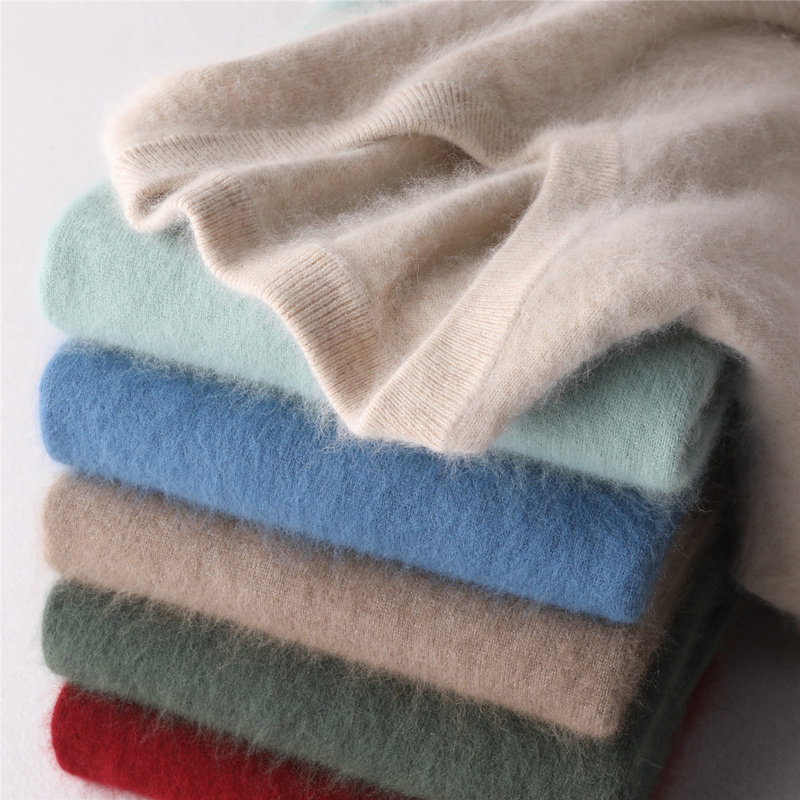 CASHMERE SWEATER MENS ROUND NECK PULLOVER THICK VELVET SWEATER AUTUMN AND WINTER LOOSE SWEATER LARGE SIZE BOTTOMING KNIT SWEATER