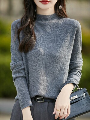 半高领套头精仿羊毛薄款保暖毛衣