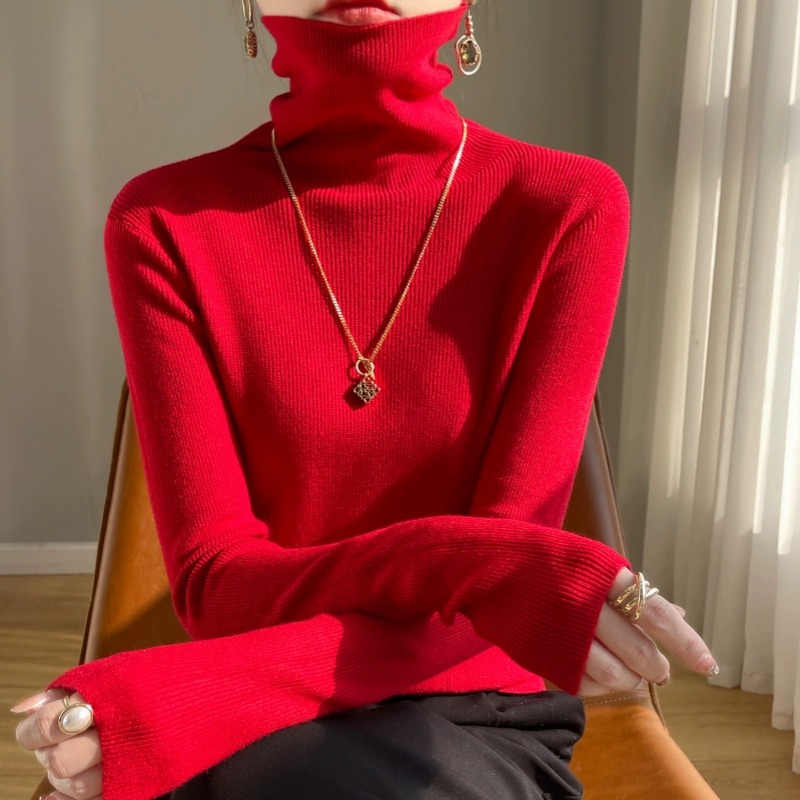 热卖爆款高领毛衣女修身