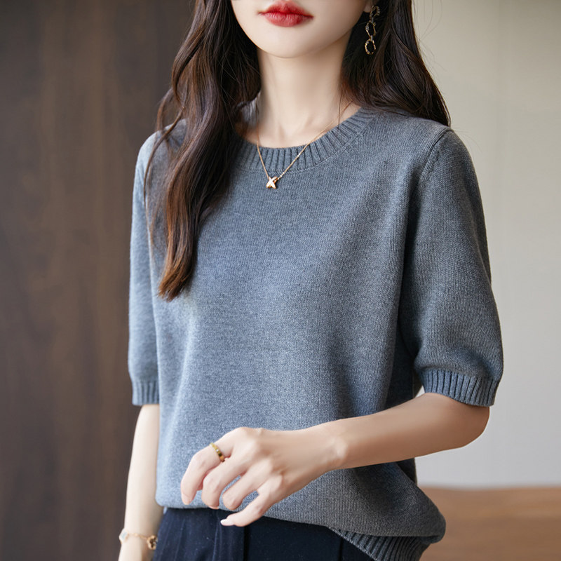 上衣ins针织打底衫春夏棉线内搭