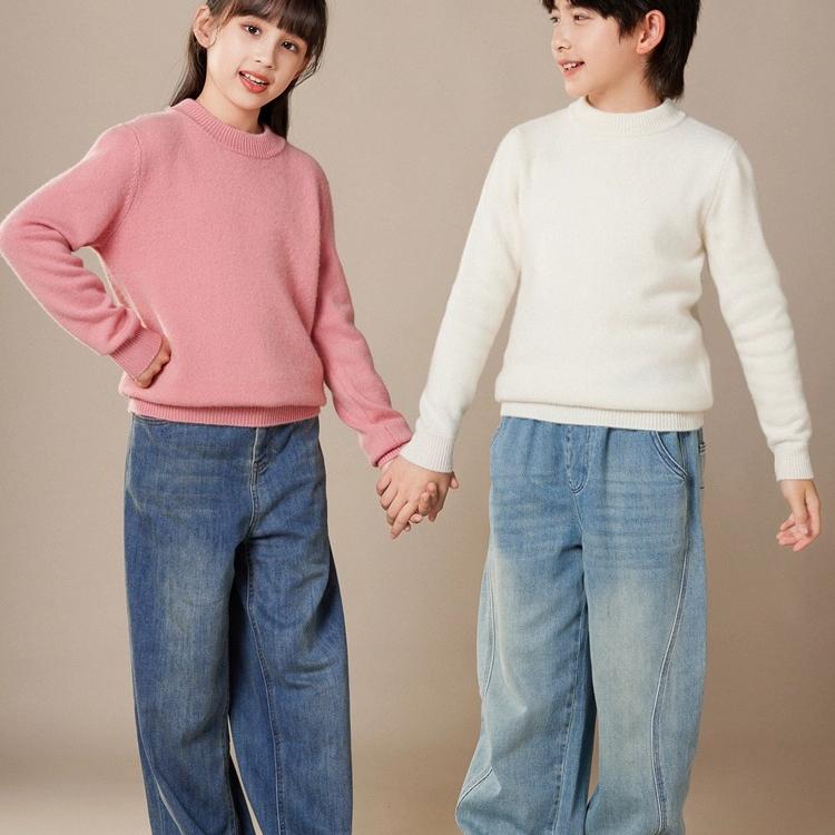 男童毛衣女童针织宝宝秋冬套头冬季加厚内搭半高领羊毛儿童打底衫