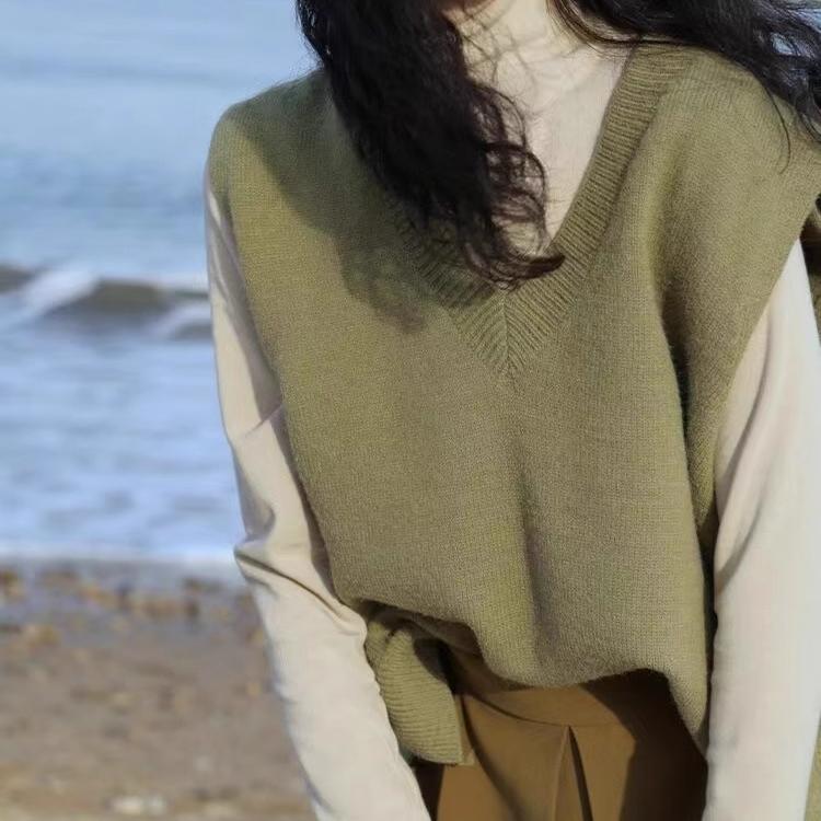 V领针织马甲女秋季新款