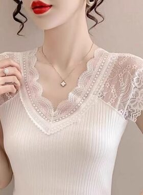 白色蕾丝内搭吊带背心女打底