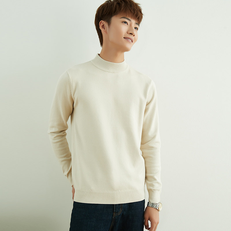 AUTUMN AND WINTER CASHMERE SWEATER MENS BUSINESS YOUTH HALF HIGH NECK PULLOVER BOTTOMING SHIRT THICK WARM CASHMERE SWEATER MENS CLOTHING