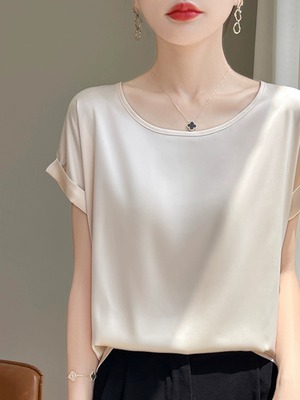 纯色桑蚕丝百搭显瘦上衣