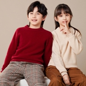 圆领男童红色针织衫 新款 中大童女孩保暖毛衣 2024冬季 儿童羊毛衫