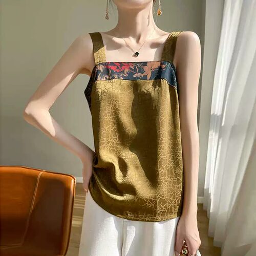 遮肚子打底上衣缎面吊带背心