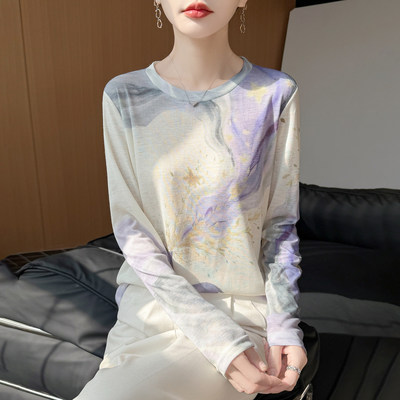 女正肩天丝薄款打底衫针织上衣