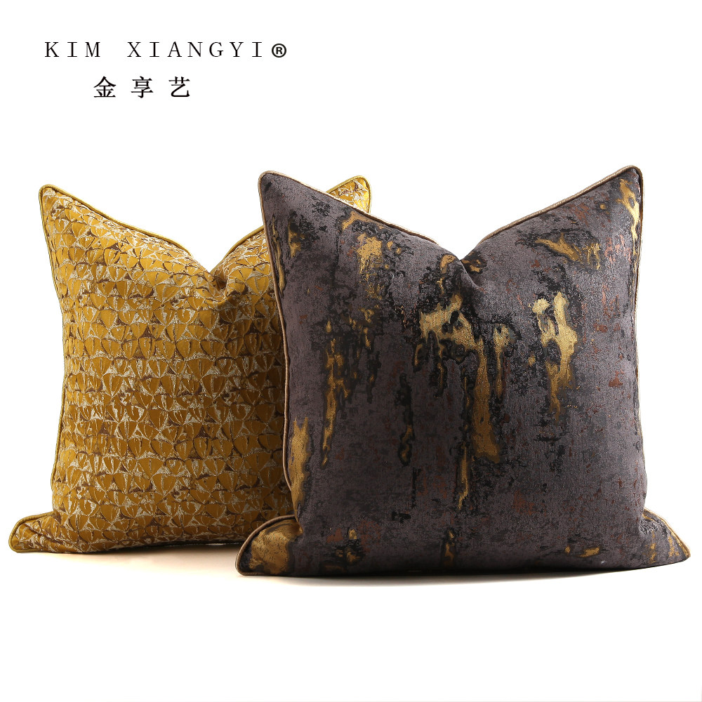 简约现代中式高端客厅沙发抱枕样板房设计轻奢靠垫黄咖靠枕套定做,居家布艺,靠垫/抱枕,淘宝优惠券,粉丝福利购,淘宝优惠卷