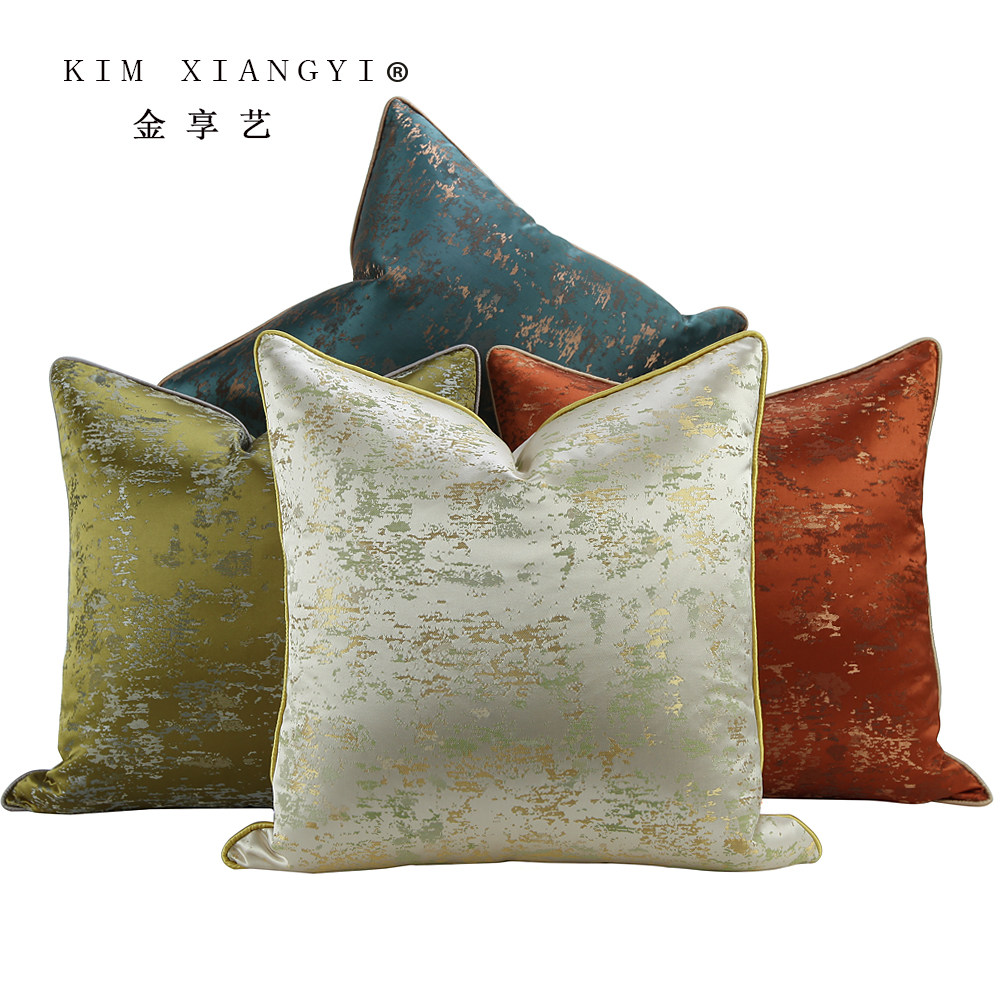 现代美式轻奢抱枕靠垫靠枕方枕大靠包小肌理图案长靠垫样板房酒店