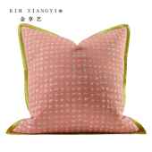 简约现代美式 样板房客厅沙发样板房粉色抱枕靠垫靠包套民宿大靠枕