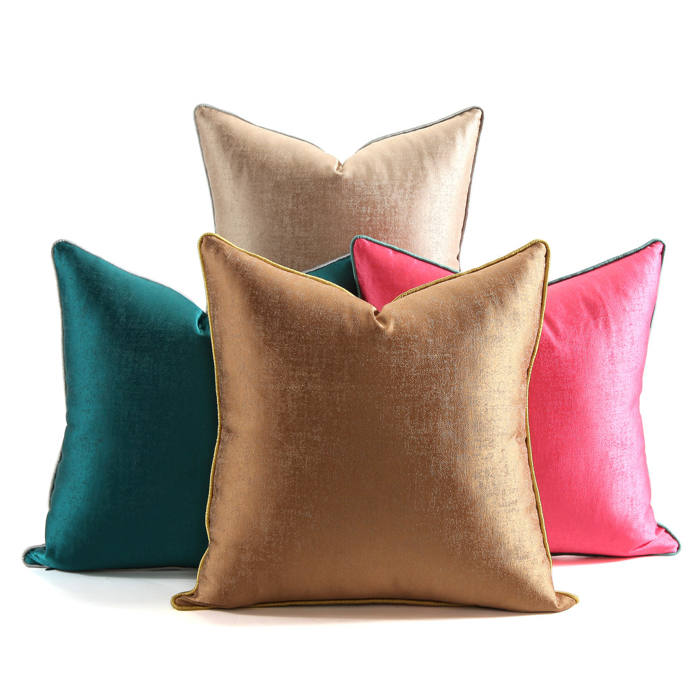 新品现代美式纯色抱枕卡其玫红色靠垫样板房沙发靠枕 床上大靠包