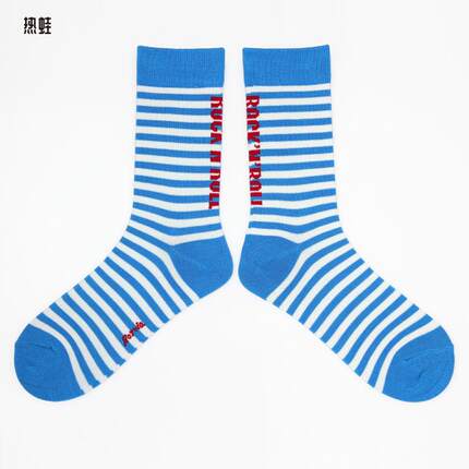 中筒潮袜海魂衫蓝色条纹袜子音乐节ROCK NROLL袜子情侣袜子个性袜