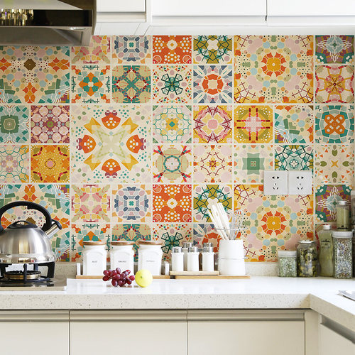 自粘防水厨房防油贴纸灶台瓷砖耐高温墙纸浴室卫生间瓷砖装饰贴画
