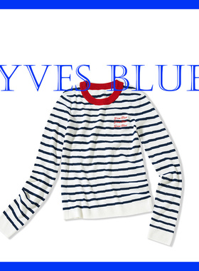 YVES BLUE原创斜条纹针织羊毛衫可机洗打底衫