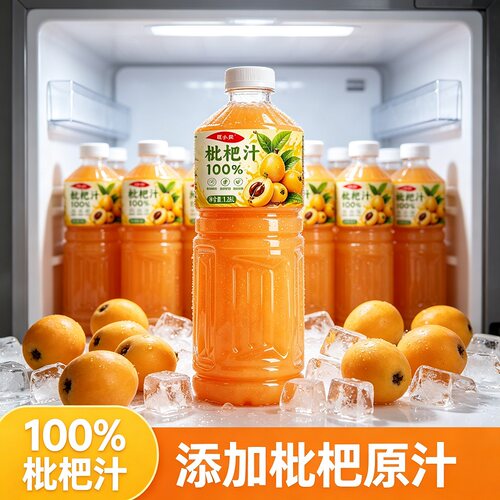 【无菌灌装】100%枇杷复原汁1260ml/瓶整箱家庭分享装清甜解渴