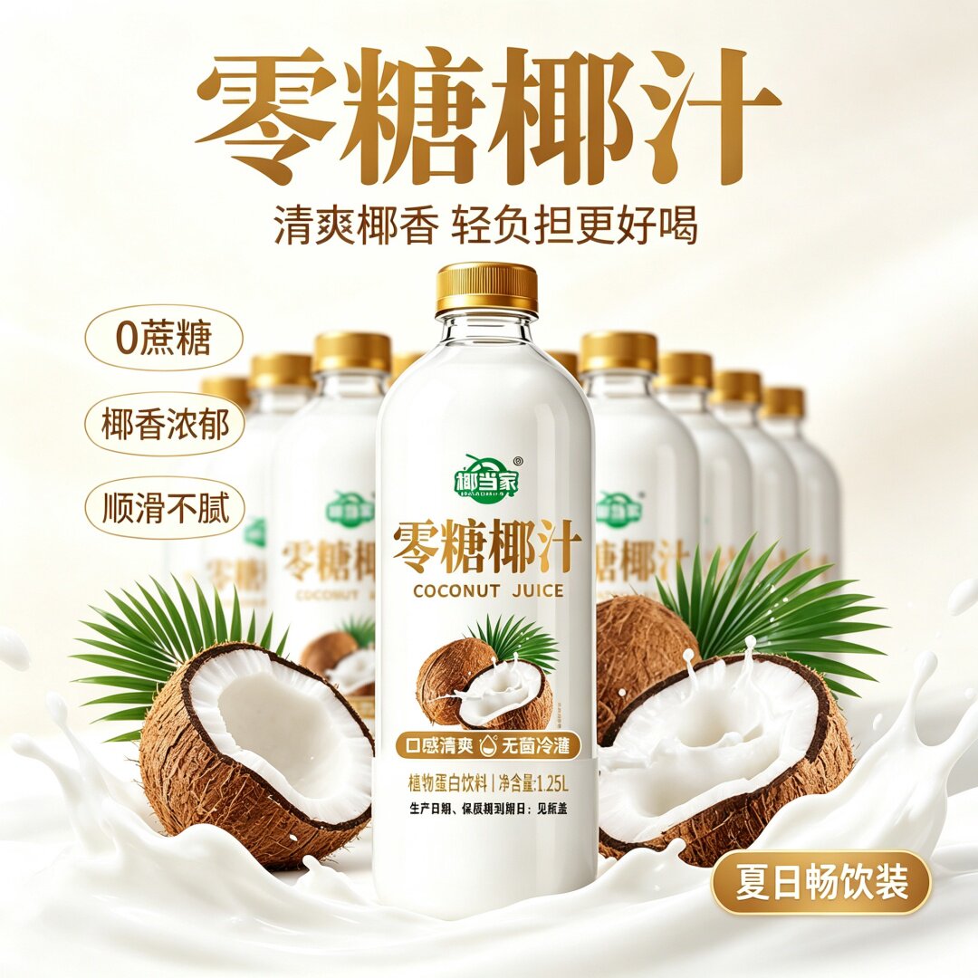 零糖椰汁椰子汁0糖生椰椰奶0糖大瓶饮料营养学生早餐植物蛋白饮品
