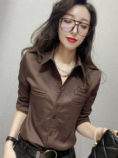 秋装女士长袖衬衫女修身显瘦加绒衬衣韩版时尚气质打底小衫女装潮