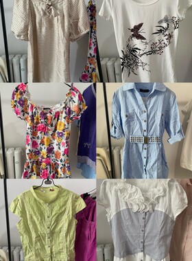 外贸尾货女短袖T恤衬衫女上衣库存千禧年（t180