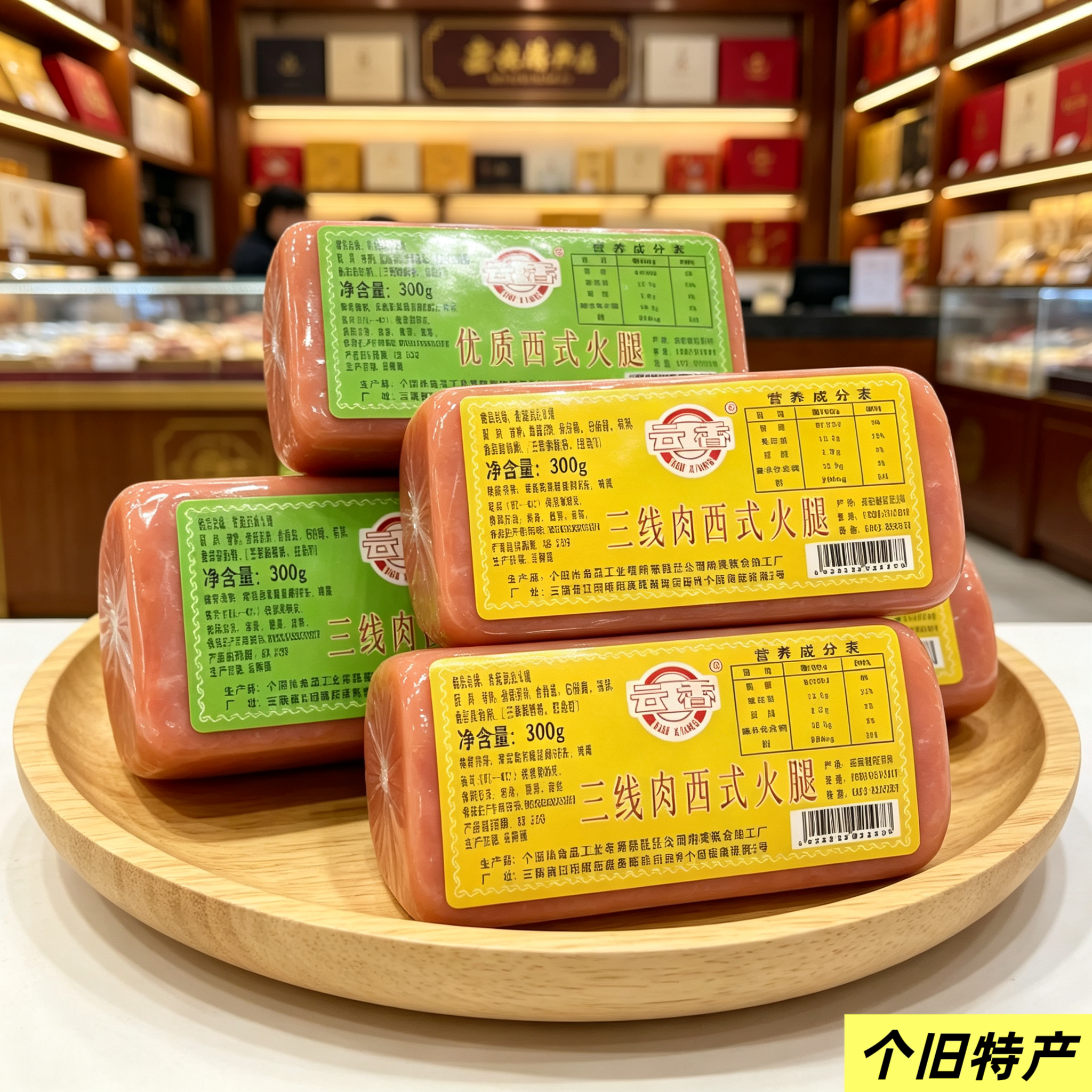 【四个装划算】云南特产个旧优质西式火腿三线肉火腿午餐肉
