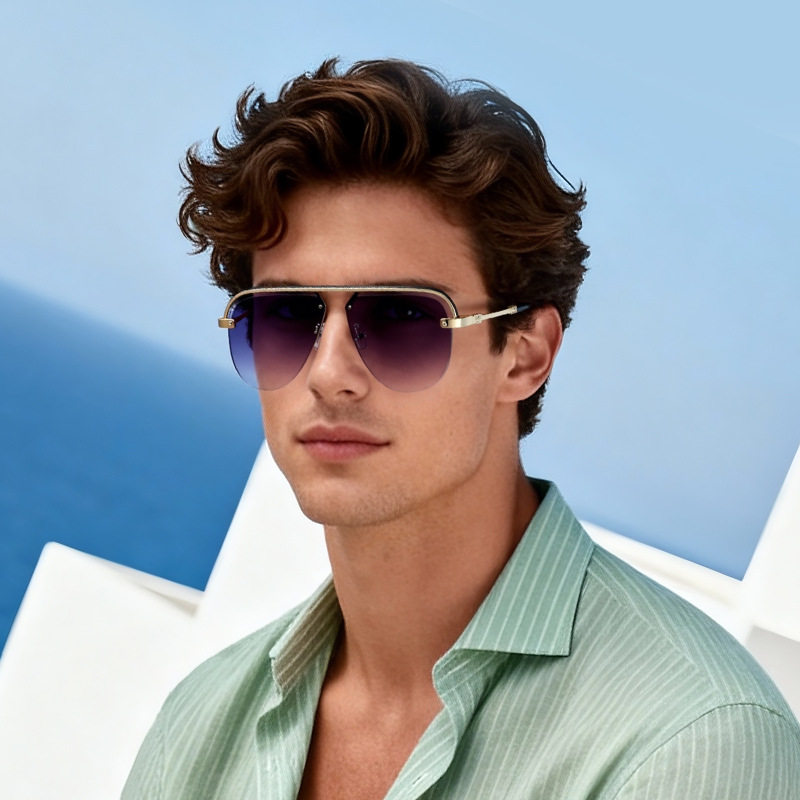 新款时尚新款墨镜驾驶椭圆男士太阳镜欧美潮流高级感渐变色男款