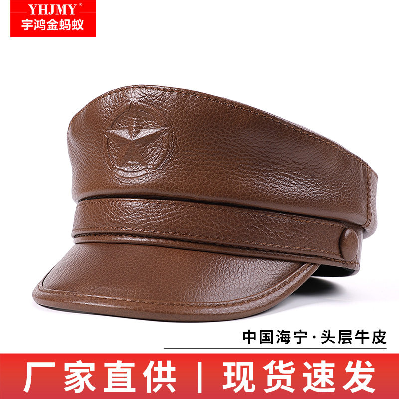牛皮复古船长贝雷帽12