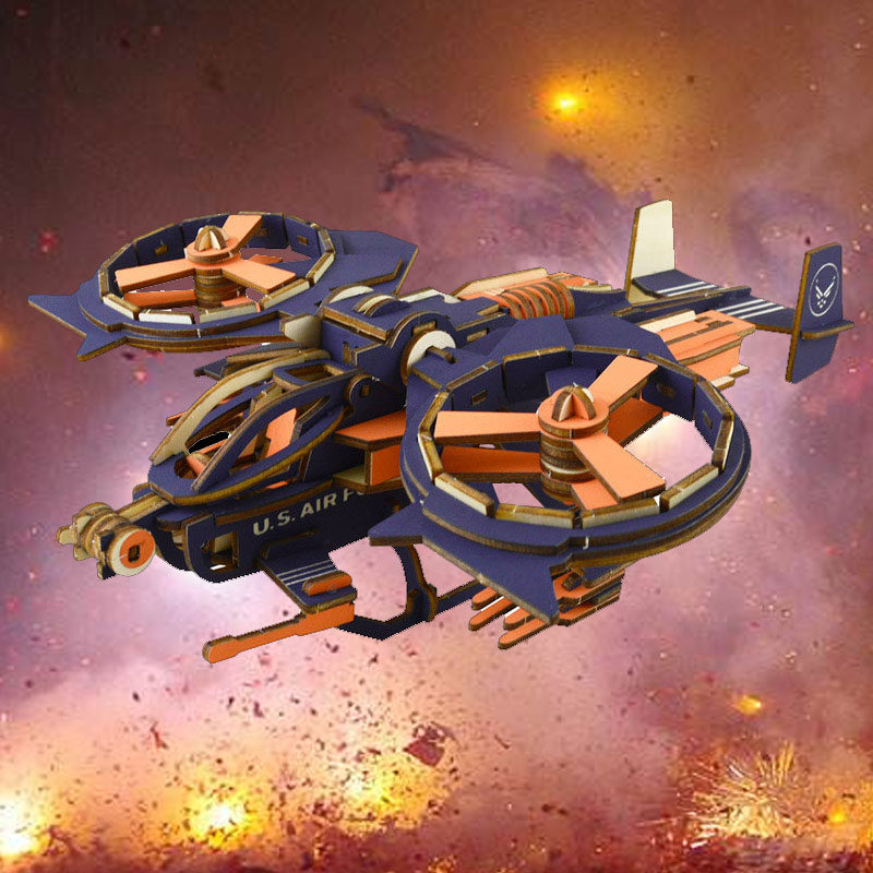 激光切割木质飞机3d立体拼图儿童益智成人积木制拼装模型毒蝎战机