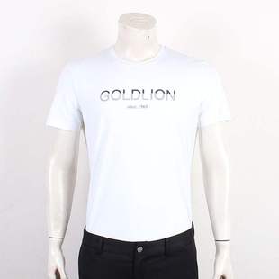 T恤夏修身 棉氨纶商务圆领印花白色MTS20121406 短袖 金利来男装