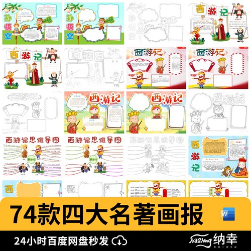 西游记四大名著电子版WORD小报word手抄报WPS模板
