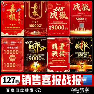 企业房地产电商直播销售业绩数据喜报战报荣誉光荣榜Word海报模板