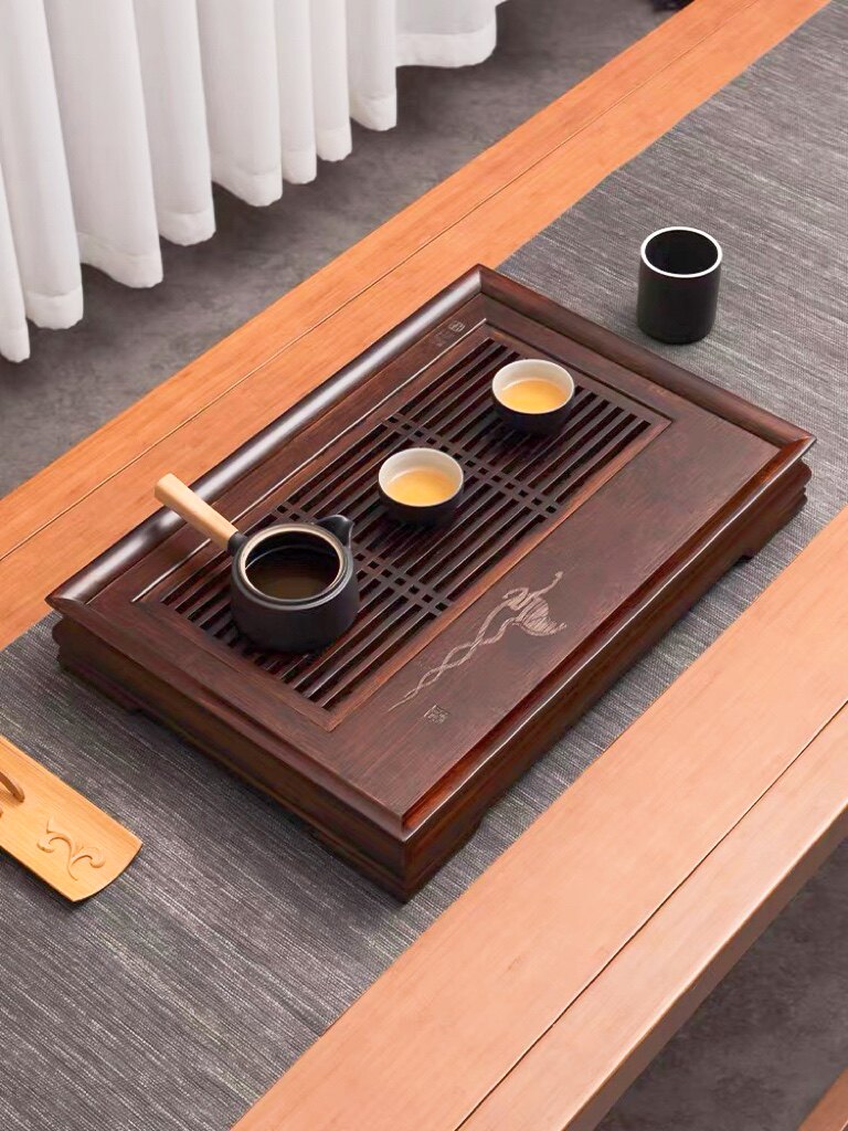 祥福茶盘抽屉式家用大号竹制茶台新中式功夫茶具储水排水双用茶海