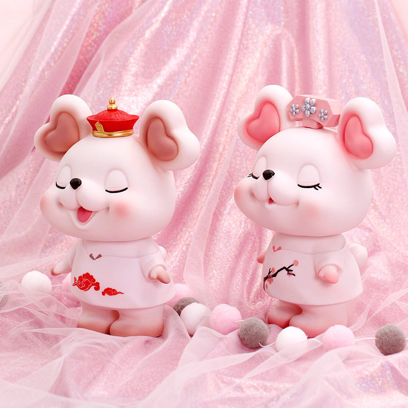 创意古风鼠宝宝搪胶存钱罐卡通生肖鼠储蓄罐防摔可存可取可爱礼品