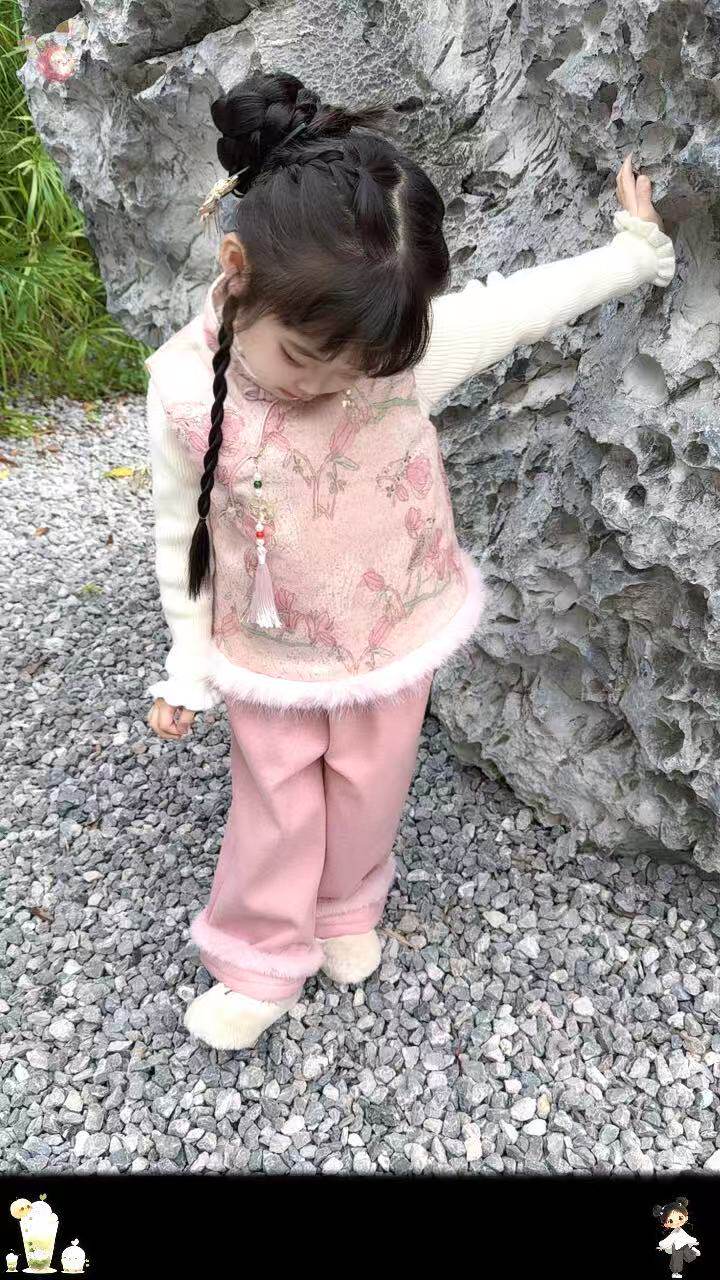 女童旗袍2025新款儿童装礼服古装古风唐装汉服女孩马甲裤子三件套,童装/婴儿装/亲子装,汉服,淘宝优惠券,粉丝福利购,淘宝优惠卷