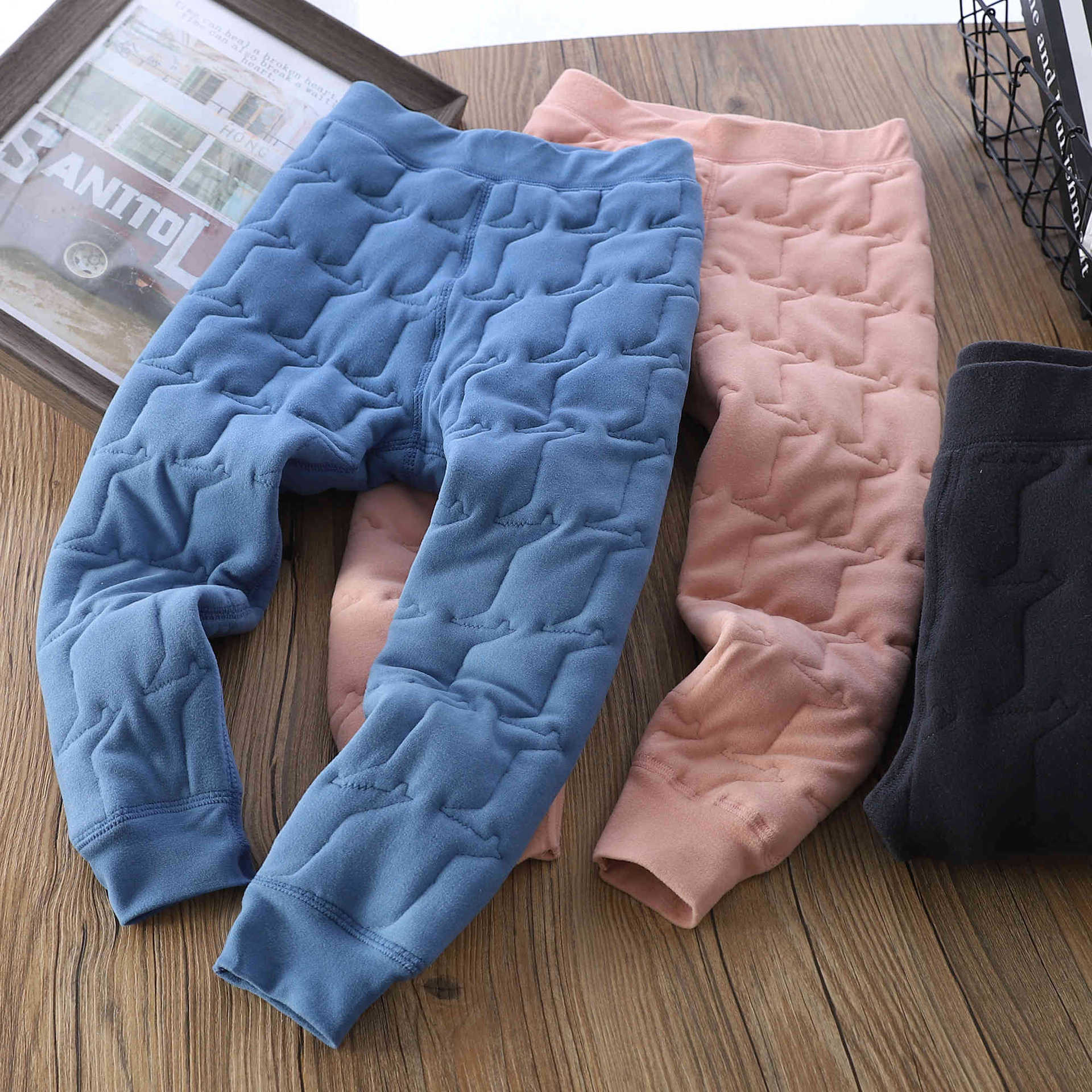 2025冬季新款男童女童绗棉校服神裤中大童加厚收脚保暖裤秋裤