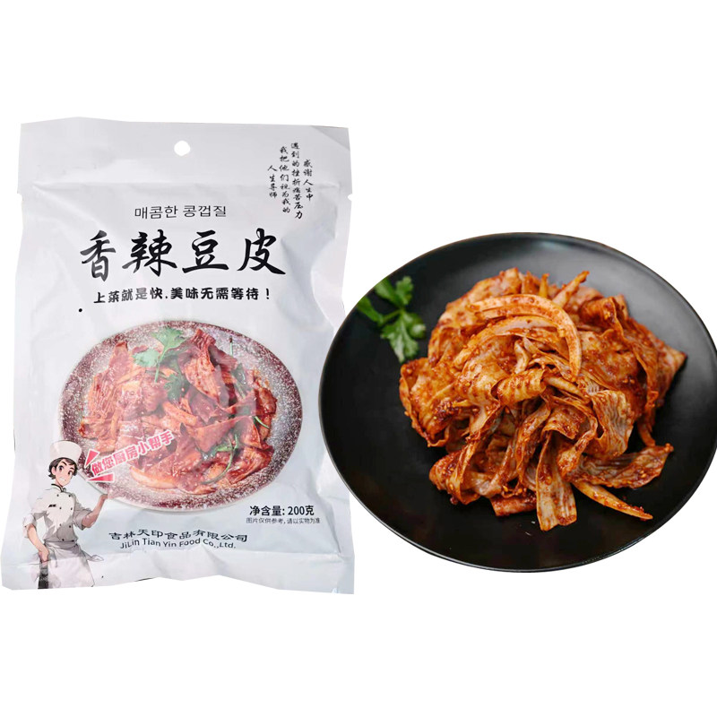 自拌香辣豆皮200g甜辣香辣凉拌即食烧烤小菜下酒菜凉拌菜餐饮冷冻