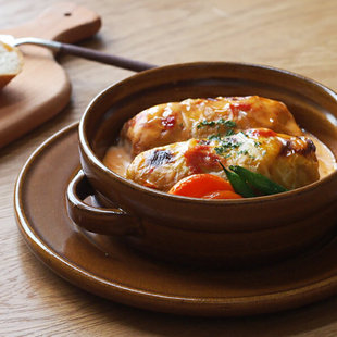 日本进口Studio M耐高温粗陶烤碗烤箱焗饭西式汤碗双耳迷你小砂锅