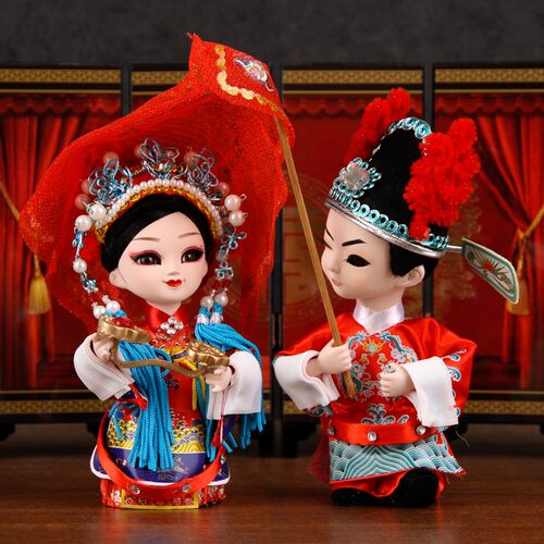 中国风特色手工艺品北京绢人娃娃中式婚房装饰摆件结婚礼物送闺蜜