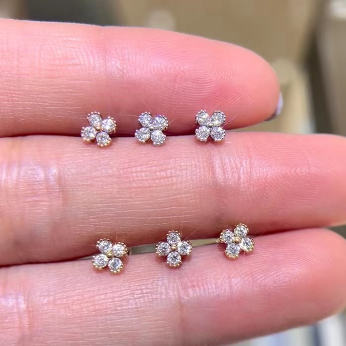 真金真钻耳钉睡觉不用摘