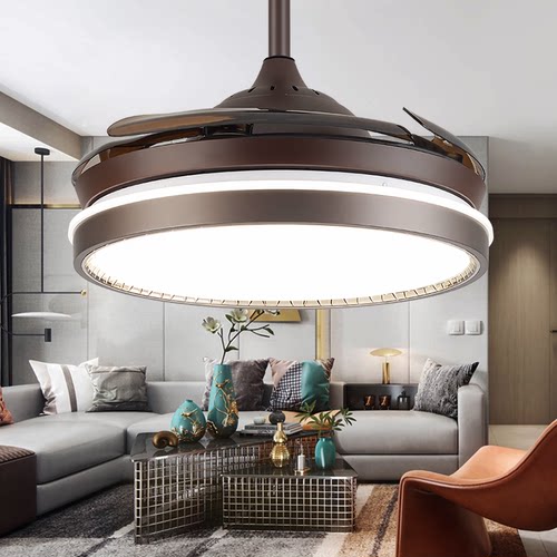 宸居风扇灯新款餐厅吊扇灯家用一体客厅隐形中古卧室电扇吊灯风扇